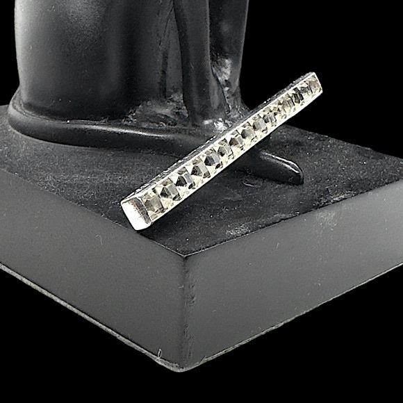 Vintage Art-Deco Sterling Silver & Clear Paste Baguette Bar Pin - Picture 3 of 9